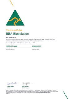 Australian Made certification for BBA Biosolution